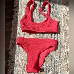 Frankie's Bikinis Coral Textured Bikini Set